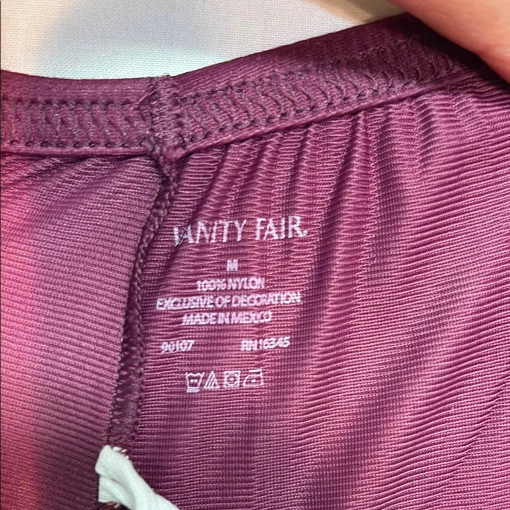 Vintage 90s Vanity Fair Purple Nylon Loungewear Set - V-Neck Top & Pants -‎ M